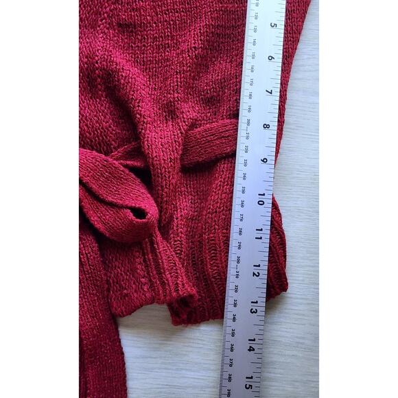 SWEATER/VEST STYLE-AUGUST SILK-Cranberry Burgundy-Front Waist Tie-Knit-Size MED - Picture 11 of 11
